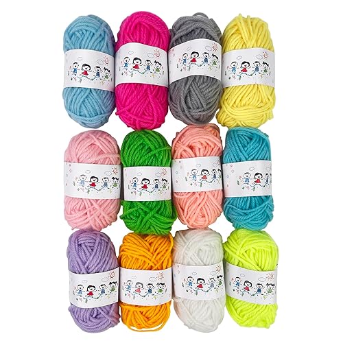 Fousenuk 12 Couleurs Laine à Tricoter, 10g/20m Crochet Coton Pelote