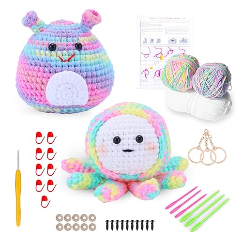 JAOBHAHY Kit Complet De Crochet Pour DéButants Animaux, Crochet Tricot